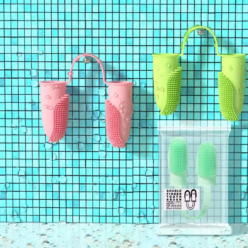 Spazzolino in Silicone a Due Dita per Animali Domestici