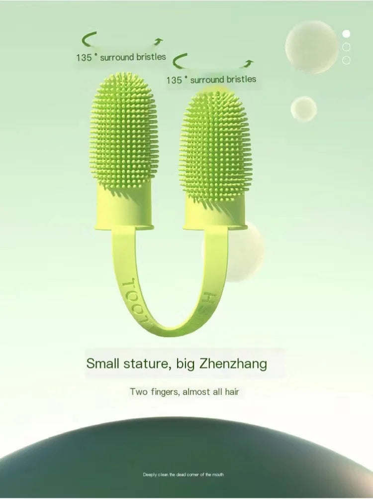 Spazzolino in Silicone a Due Dita per Animali Domestici