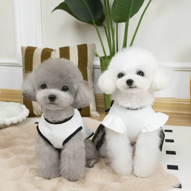 Vestito Elegante per Cani e Gatti – Bianco & Nero con Fiocco