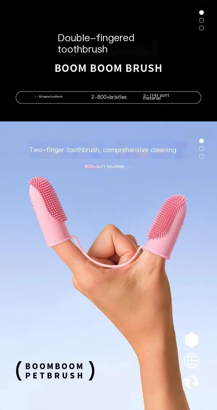 Spazzolino in Silicone a Due Dita per Animali Domestici