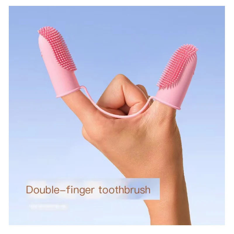 Spazzolino in Silicone a Due Dita per Animali Domestici