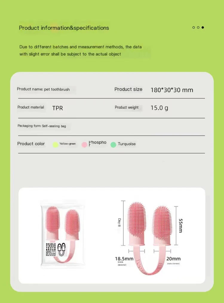 Spazzolino in Silicone a Due Dita per Animali Domestici