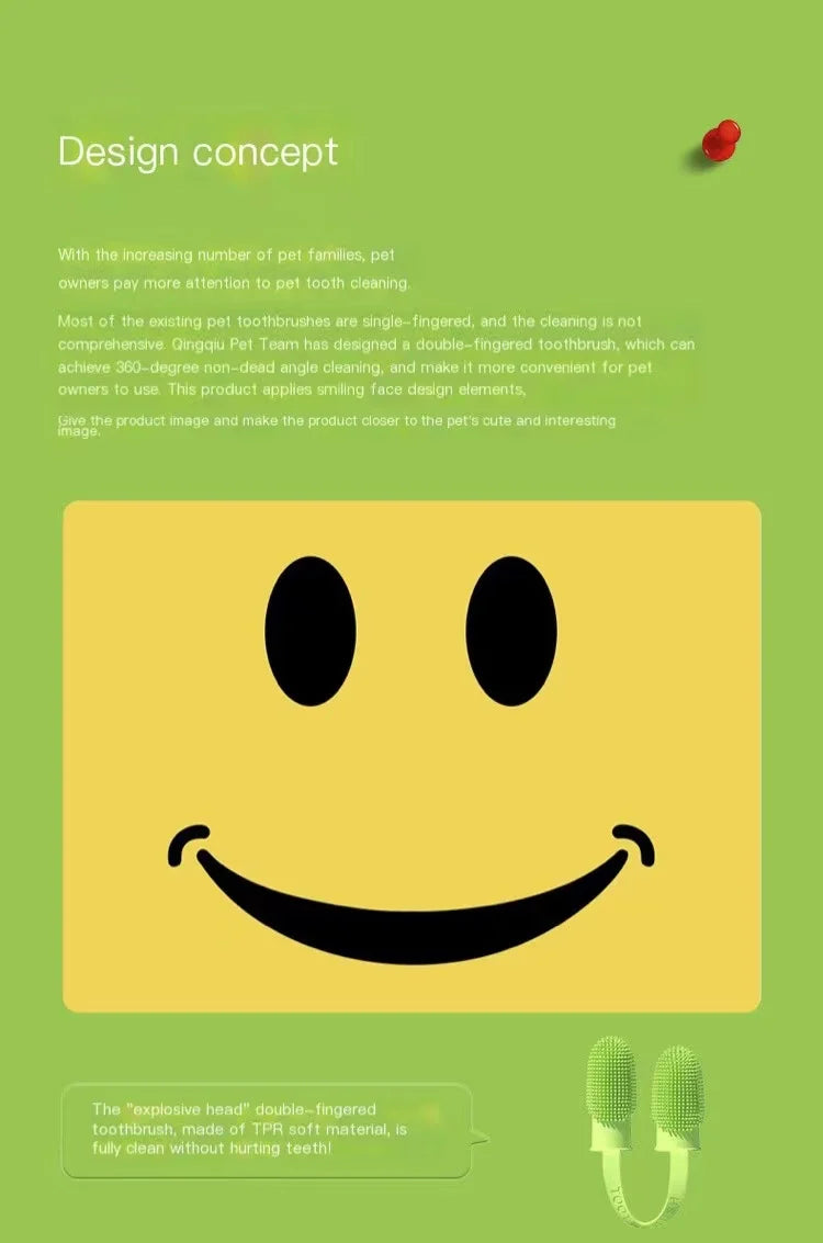 Spazzolino in Silicone a Due Dita per Animali Domestici