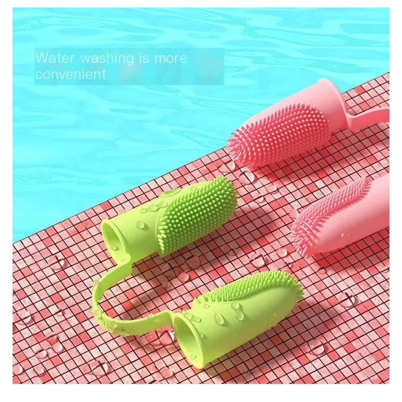 Spazzolino in Silicone a Due Dita per Animali Domestici