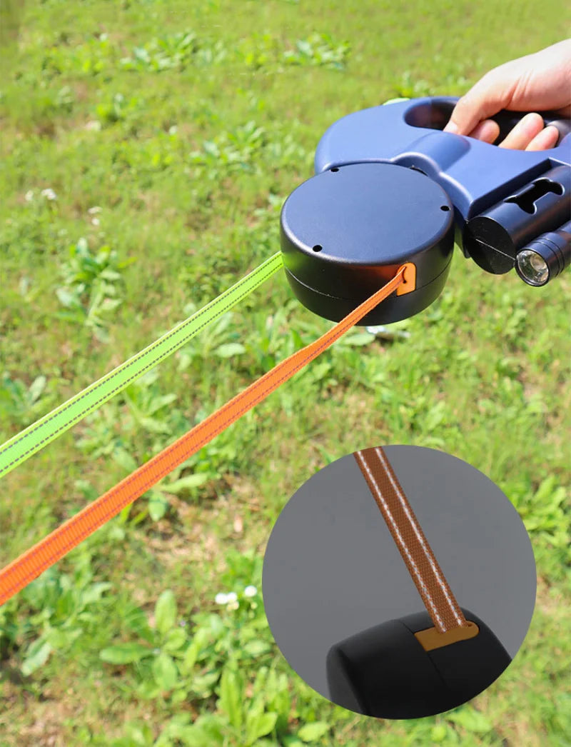 Guinzaglio Retrattile Doppio per Cani – 3m Antigroviglio, Impugnatura Ergonomica