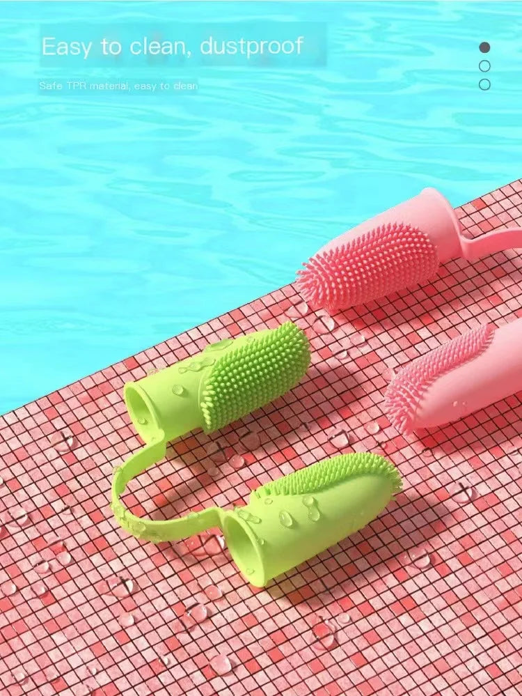 Spazzolino in Silicone a Due Dita per Animali Domestici