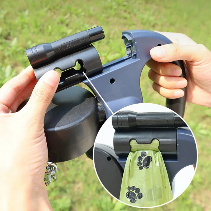 Guinzaglio Retrattile Doppio per Cani – 3m Antigroviglio, Impugnatura Ergonomica