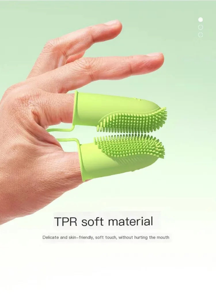 Spazzolino in Silicone a Due Dita per Animali Domestici